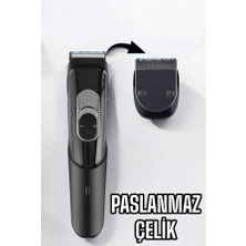 Marsilyan Saç Sakal Vücut Şarjlı Kablosuz Tıraş Makinesi Profesyonel Paslanmaz Çelik