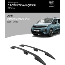Turtle Opel Combo E  2019-2026 Uzun Şasi Crown Tavan Çıtası -Siyah (Uzun Şasi)