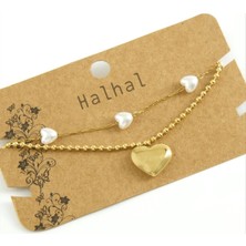 Marsilyan Kalp Lüks Inci Çelik Halhal