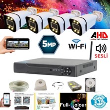 Arna 4 Kameralı Wıfı Özellikli 5mp Işıklı Gece Renkli Sesli 1 Tb HDD Dahil Ahd Güvenlik Seti- ST-5410WS