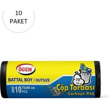 Marsilyan Battal Boy Çöp Torbası 75 x 90 cm 10 Lu Rulo x 10 Paket = 100 Adet (Siyah)