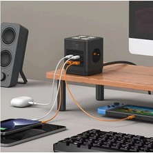 Vothoon Akım Korumalı 3’lü Priz Gece Lambalı 25W 2xusb 2xtype-C Çıkış Yüksek Gerilim Koruma Priz Çoğaltıcı