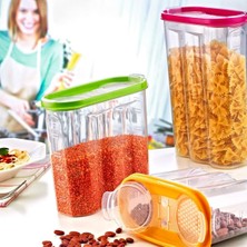 Marsilyan 2 Kapaklı Ölçekli Erzak Kuru Gıda Saklama Kutusu Kabı - 1,7 Litre - SA935 (4887)