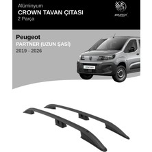 Turtle Peugeot Partner 2019-2026 Uzun Şasi Crown Tavan Çıtası -Siyah (Uzun Şasi)