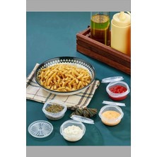 Marsilyan 9 Lu Yelpaze Kapaklı Şeffaf Mini Sosluk - Ketçap Mayonez Kabı- Kahve Yanı Şeker Lokumluk