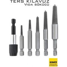 Aesco Mey Ithalat® Bits Uzatmalı Ters Kılavuz 6 Lı Set Saf Çelik Kırık Civata Vida Sökücü