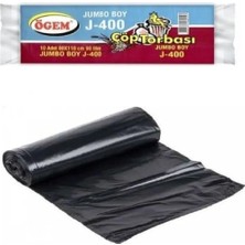 Marsilyan J-400 Jumbo Boy Çöp Torbası 80 x 110 cm 10 Lu Rulo x 1 Paket = 10 Adet (Siyah)