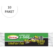 Marsilyan J-500 Jumbo Boy Çöp Torbası 80 x 110 cm 10 Lu Rulo x 10 Paket = 100 Adet (Siyah)