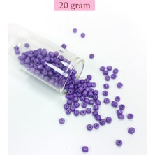 Marsilyan Dökme Cam Kum Boncuk Büyük Boy (6/0) 4 mm - 20 Gram - Mor - BNC080