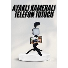 Marsilyan Telefon Tutucu LED Işıklı Kumandalı Mikrofon Telefon Vlog Video Kayıt