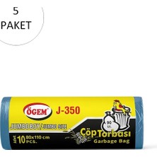 Marsilyan J-350 Jumbo Boy Çöp Torbası 80 x 110 cm 10 Lu Rulo x 5 Paket = 50 Adet (Mavi)
