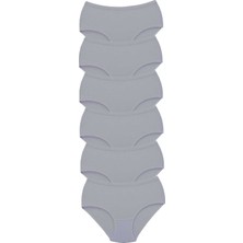 Marsilyan 6 Adet Tutku Kadın Yüksek Bel Bato Kalın Lastik Külot Gri