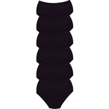 Marsilyan 6 Adet Tutku Kadın Yüksek Bel Bato Kalın Lastik Külot Siyah