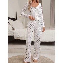 Kadir Wear Uzun Kollu Uzun Paçalı Kurdele Desenli Pijama Takımı