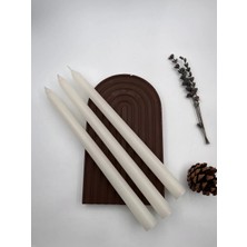 Verda Desing Dekoratif Pastel Mat Beyaz Şamdan Mumu 3 Lü Set