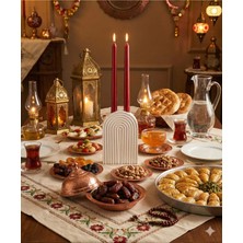 Verda Desing Hediyelik Kutuda Ramazan Tasarımlı Dekoratif Metalik Kırmızı Şamdan Mumu 2 Li Set