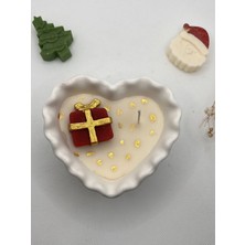 Verda Desing Hediye Paketi Tasarımlı Beyaz Kalpli El Yapımı Dekoratif Tasarım Alçı ve Mum Setiı
