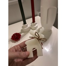 Verda Desing Yılbaşı Hediyesi Beyaz Ren Geyiği El Yapımı Dekoratif Tasarım Mum
