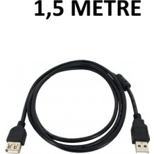 Zeyar Teknoloji 1.5 Metre USB 2.0 Uzatma Kablosu Erkek Dişi - Ferrit Filtreli Siyah