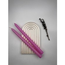 Verda Desing Dekoratif Pastel Mat Pembe Şamdan Mumu 2 Li Set