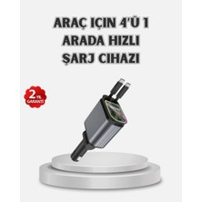 Marsilyan Araç Şarj Cihazı 4 Portlu 66W Hızlı Şarjlı LED Işıklı ve 180° Dönebilir