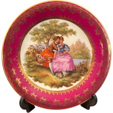 TT Fransız Limoges 16 cm Çapında Fragonard Temalı Porselen Dekor Tabağı