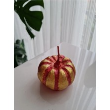 Verda Desing Kokulu Kırmızı Altın Bal Kabağı El Yapımı Dekoratif Tasarım Mum