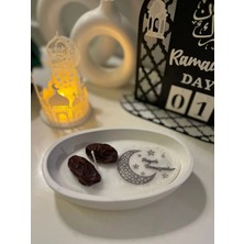 Verda Desing Hediyelik Hayırlı Ramazanlar Yazılı, Hurma Tasarımlı Dekoratif Alçı Kase Mum Iftar Sofrası Dekoru