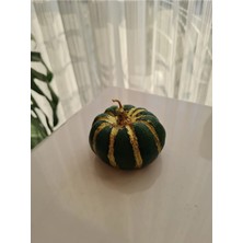 Verda Desing Kokulu Zümrüt Yeşili Altın Bal Kabağı El Yapımı Dekoratif Tasarım Mum