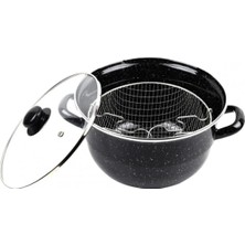 Marsilyan Emaye Kızartma Tenceresi Siyah Kırçıllı 24 cm -69115