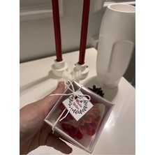 Verda Desing Yılbaşı Hediyesi Notlu Hediyelik Kırmızı Lotus Çiçeği El Yapımı Dekoratif Tasarım Mum