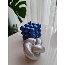Verda Desing Lacivert Simli Bubble ve Gümüş Örgü El Yapımı Dekoratif Tasarım Mum (2 Li)