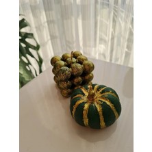 Verda Desing Kokulu Zümrüt Yeşili Altın Bal Kabağı ve Bubble El Yapımı Dekoratif Tasarım Mum (2 Li)