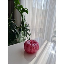 Verda Desing Kokulu Pembe Beyaz Simli Bal Kabağı El Yapımı Dekoratif Tasarım Mum