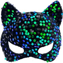 Marsilyan Siyah Kadife Mavi Yeşil Parti Maskesi