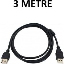 Zeyar Teknoloji 3 Metre USB 2.0 Uzatma Kablosu Erkek Dişi - Ferrit Filtreli Siyah