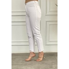 Küçük Beden Yüksek Bel Paçası Yırtık Momjean