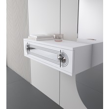 Morepp Işık 70CM Duvara Monte Kapaklı Raflı Modern Dresuar Beyaz-Gümüş