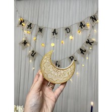 Verda Desing Ramazan Islam Figürlü Hilal Ay Tasarımlı Altın Boyalı El Yapımı Dekoratif Tasarım Mum