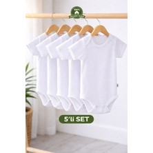 Vieso 5'li %100 Organik Pamuk Kısa Kollu Zarf Yaka Bebek Body Zıbın Çıtçıtlı Atlet