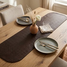 Grand Fine Art 1 Adet Deri Mini Runner-Klavye Altlığı-Masa Matı-Masa Sümeni -Çok Amaçlı Kullanım Örgü Desenli