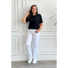 Beyaz Palazzo Jean Pantolon