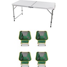 Kılıçaslan Camp Madfox Field Katlanır Kamp Masası Beyaz +4 Adet Foldmesh Katlanır Sandalye Savanna Lime