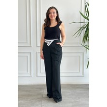 Beli Asimetrik Biyeli Palazzo Pantolon