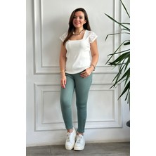 Yüksek Bel Likralı Paçası Lazer Kesim Kot Pantolon