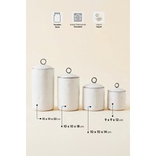 Perotti Nestore 4'lü Bone Porselen Baharat Takımı Hava Almaz Vakum Kapaklı Mutfak Seti