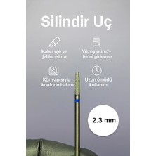 Rulia Professional Rulia 2.3 mm Silindir Freze Ucu Profesyonel Kalıcı Oje ve Jel Inceltme, Dayanıklı Elmas Kaplama