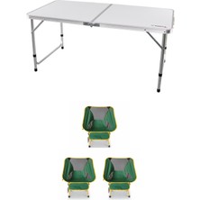 Kılıçaslan Camp Madfox Field Katlanır Kamp Masası Beyaz +3 Adet Foldmesh Katlanır Sandalye Savanna Lime
