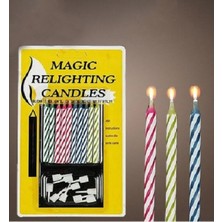 Niyet Magıc Relıghtıng Candle Bırthday - Sihirli Pasta Mumu - Üfle Sönsün Bekle Tekrar Yansın 10 Adet
