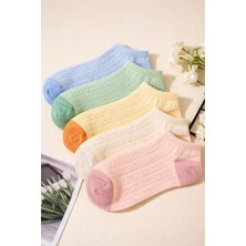 Sky Socks 5'li Pamuklu Kabartma Desenli Renkli Patik Unisex Kısa Spor Sneakers Çorap